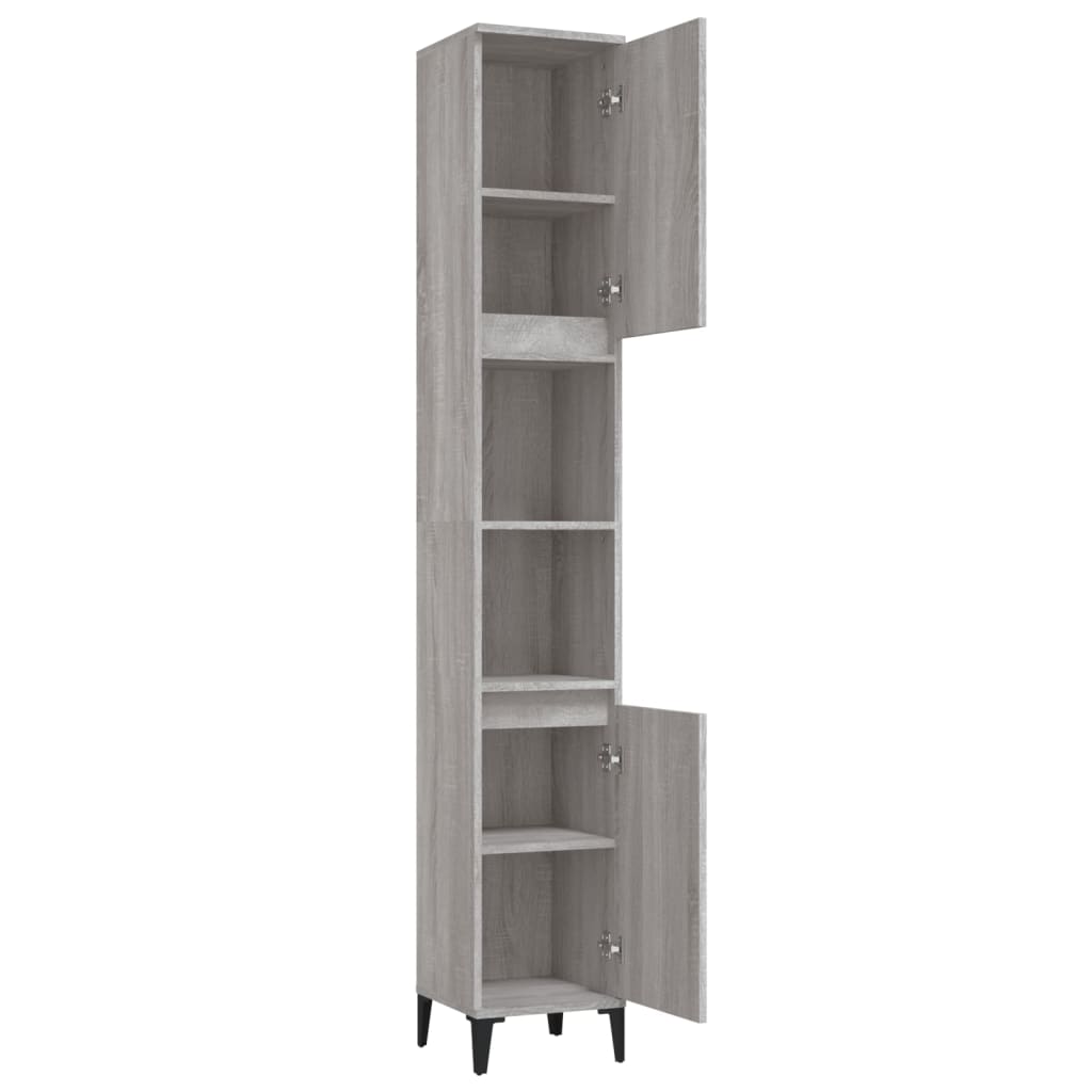 Bathroom Cabinet Grey Sonoma 30x30x190 cm Engineered Wood