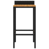 Bar Stools 4 pcs Black Poly Rattan and Solid Wood Acacia