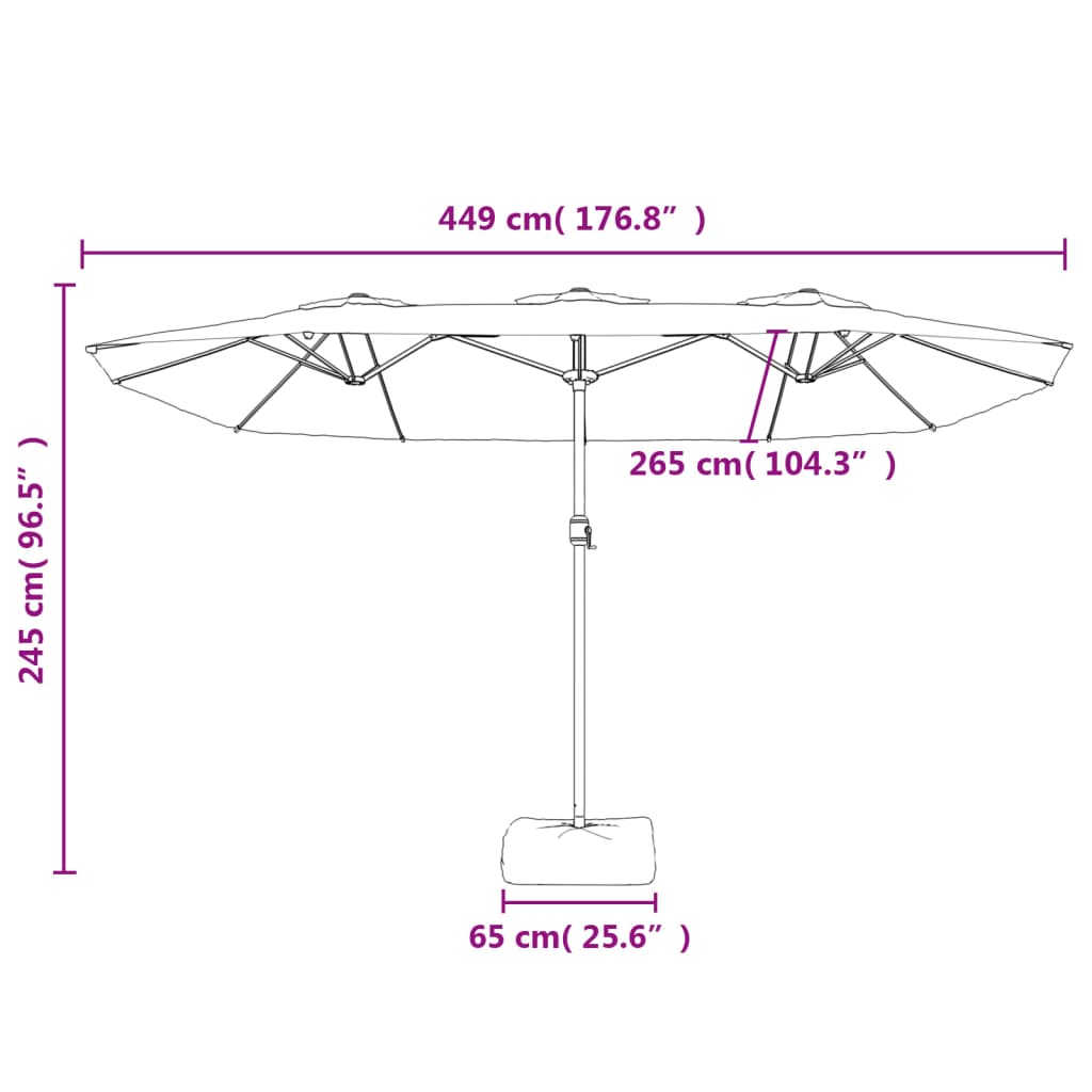 Double-Head Parasol Green 449x245 cm