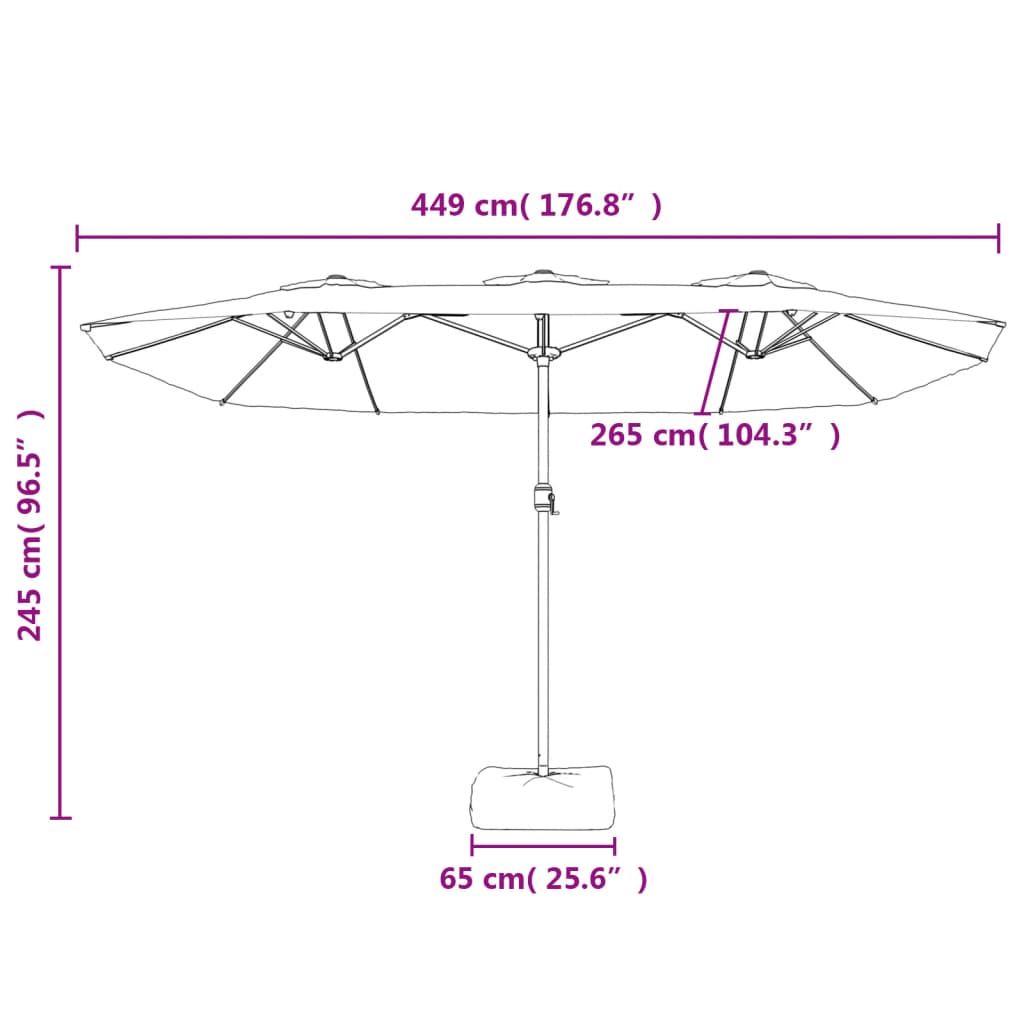 Double-Head Garden Parasol with LEDs Sand White 449x245 cm