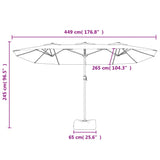 Double-Head Garden Parasol with LEDs Sand White 449x245 cm