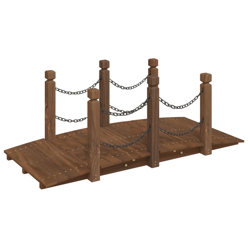 Garden Bridge with Chain Railings 150x67x56cm Solid Wood Spruce