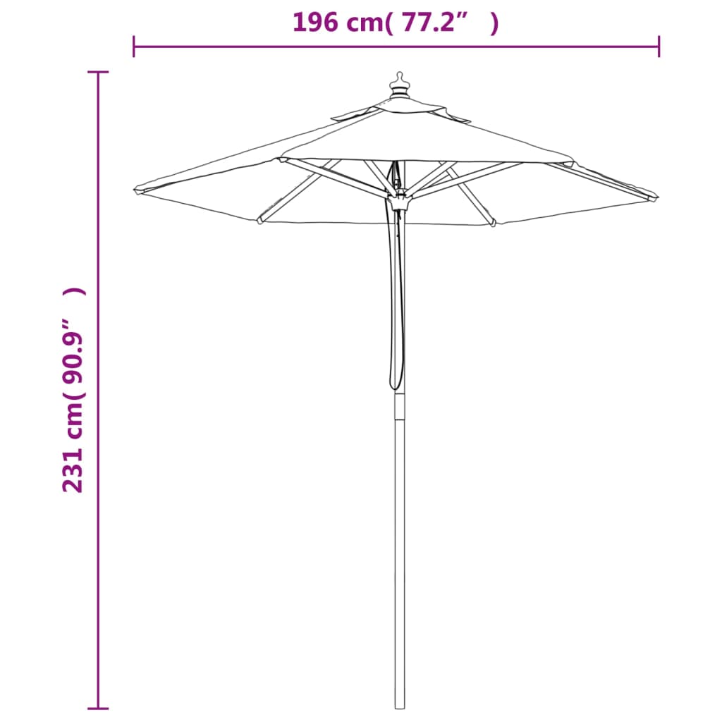 Garden Parasol with Wooden Pole Sand 196x231 cm