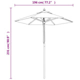 Garden Parasol with Wooden Pole Sand 196x231 cm