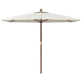 Garden Parasol with Wooden Pole Sand 299x240 cm