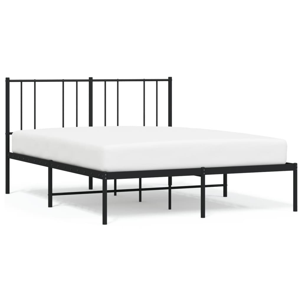 Metal Bed Frame without Mattress with Headboard Black 140x200cm