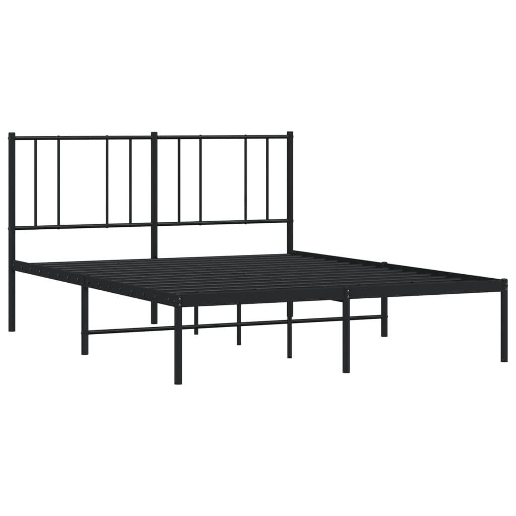 Metal Bed Frame without Mattress with Headboard Black 140x200cm