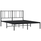 Metal Bed Frame without Mattress with Headboard Black 140x200cm