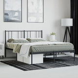 Metal Bed Frame without Mattress with Headboard Black 140x200cm