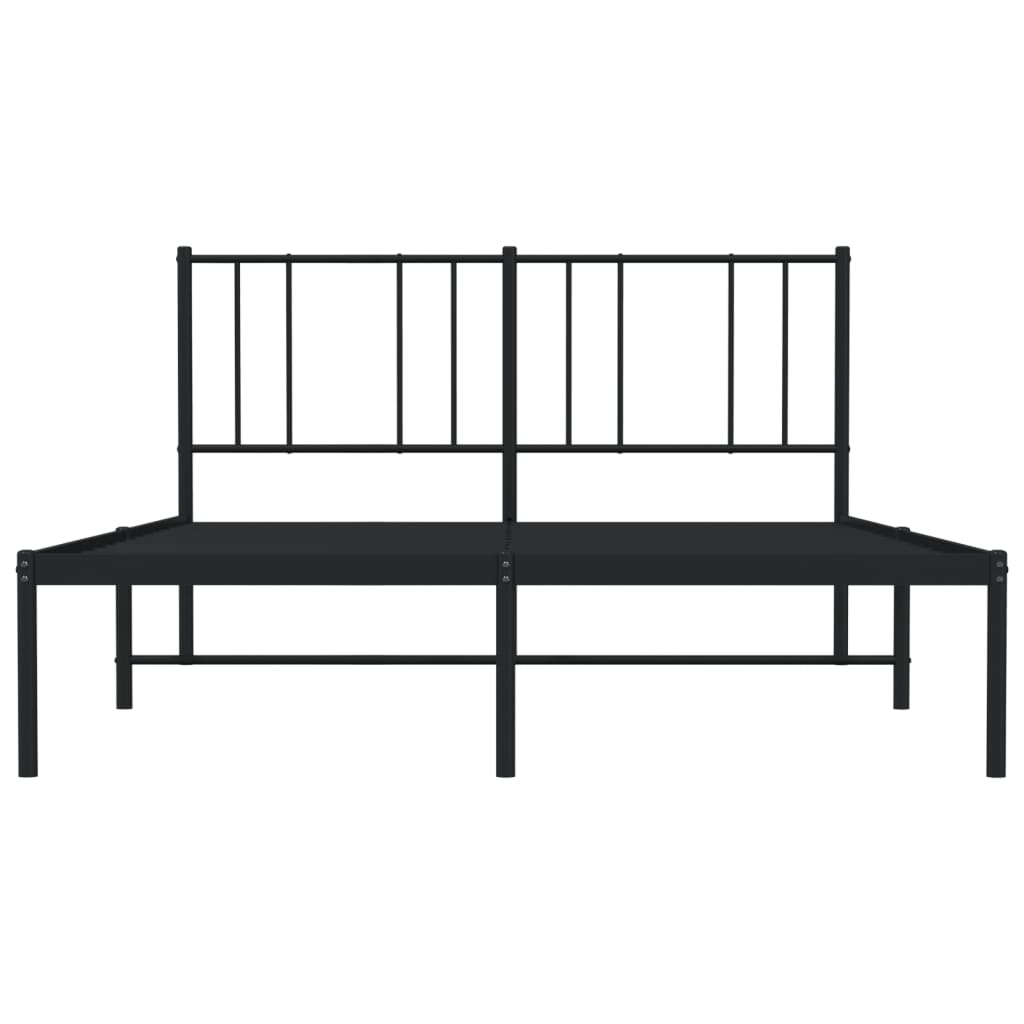 Metal Bed Frame without Mattress with Headboard Black 140x200cm