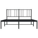 Metal Bed Frame without Mattress with Headboard Black 140x200cm