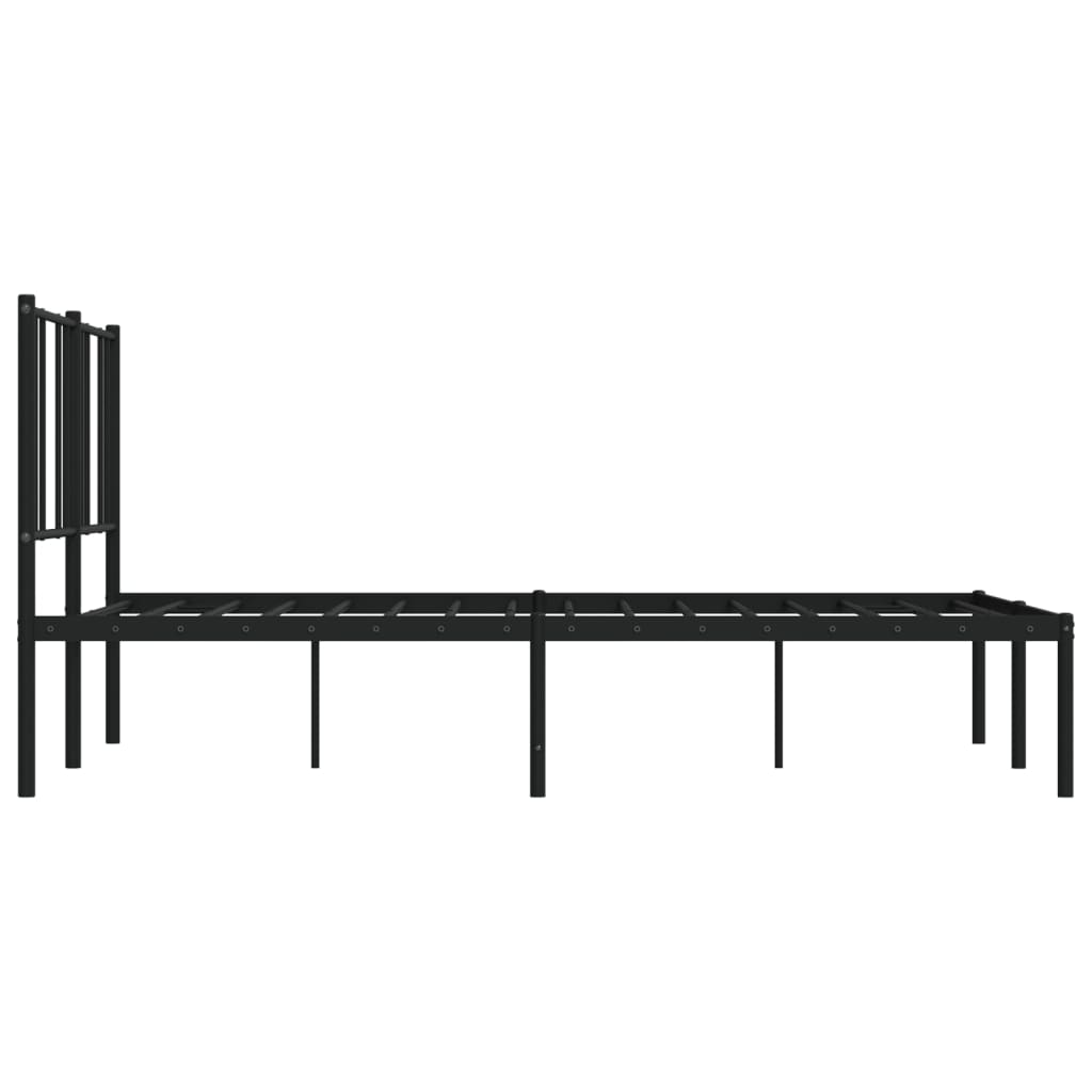 Metal Bed Frame without Mattress with Headboard Black 140x200cm