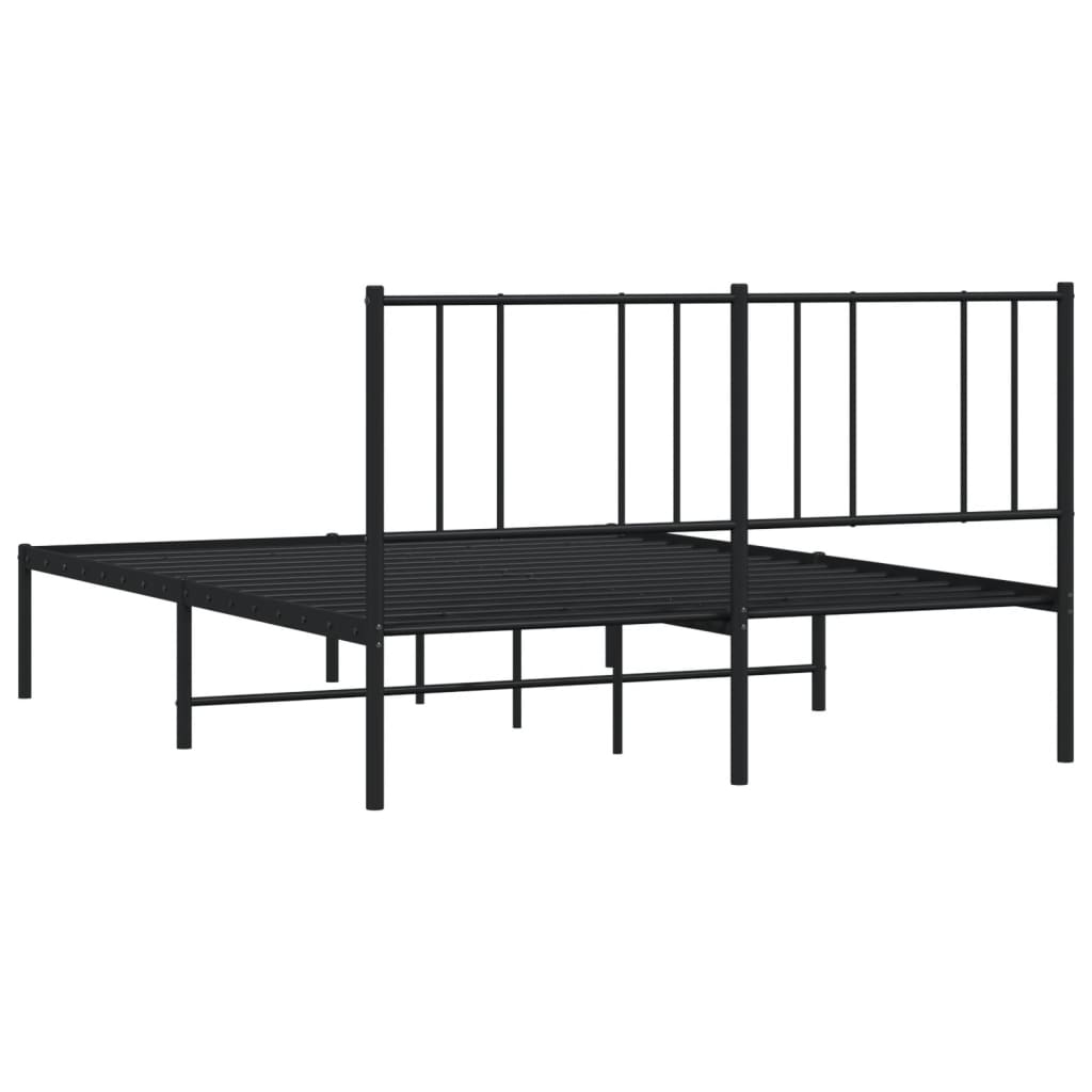 Metal Bed Frame without Mattress with Headboard Black 140x200cm