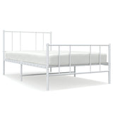 Metal Bed Frame without Mattress with Footboard White 75x190cm