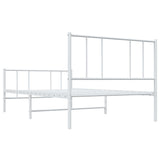 Metal Bed Frame without Mattress with Footboard White 75x190cm