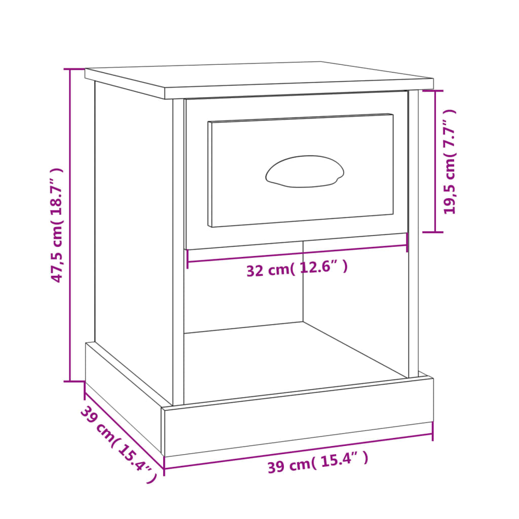 Bedside Cabinet Brown Oak 39x39x47.5 cm Engineered Wood