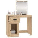 Dressing Table with LED Sonoma Oak 90x50x132.5 cm Engineered Wood