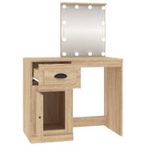 Dressing Table with LED Sonoma Oak 90x50x132.5 cm Engineered Wood