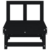 Garden Middle Sofa Black Solid Wood Pine