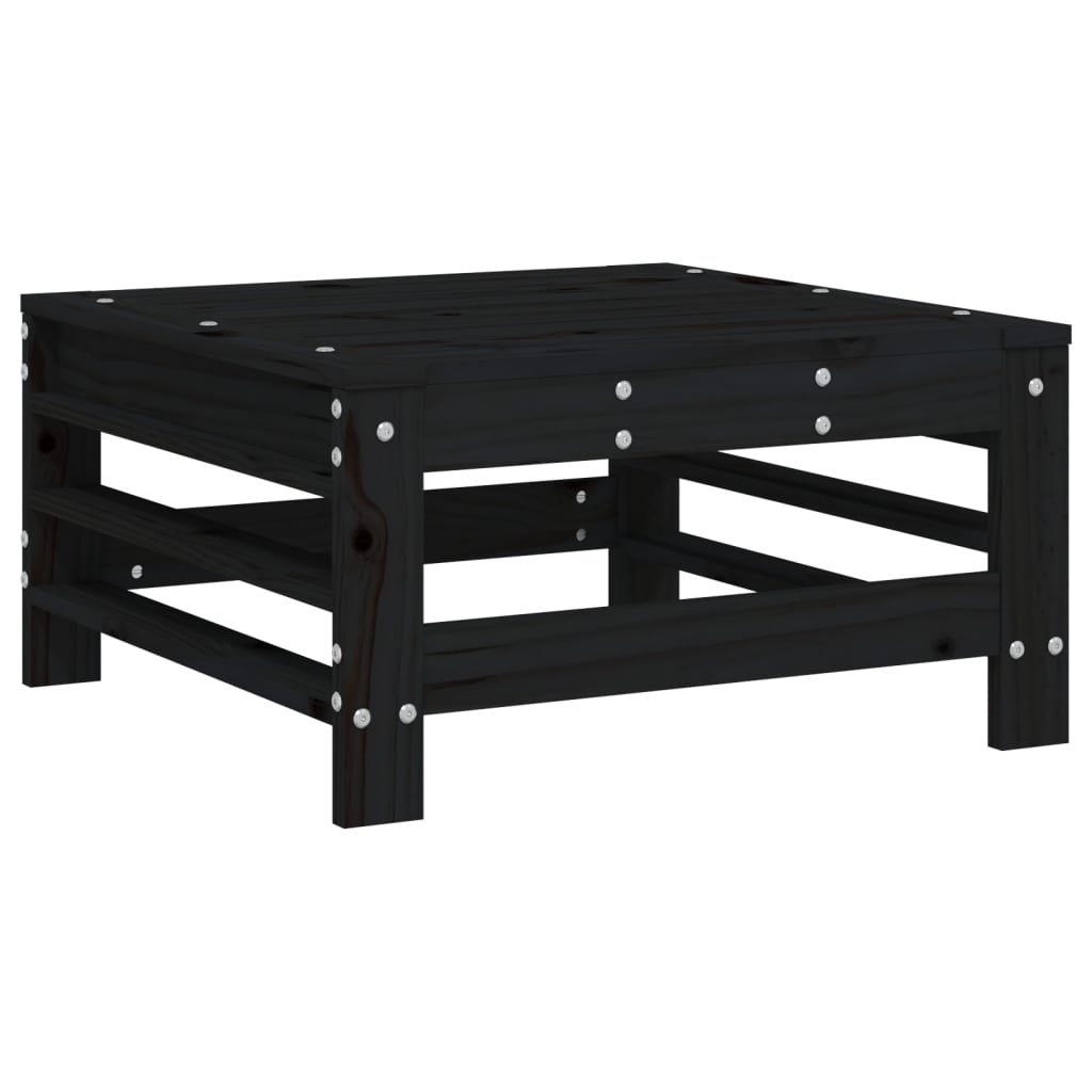 Garden Footstool Black Solid Wood Pine