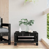 Garden Footstool Black Solid Wood Pine