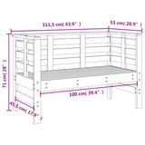 Garden Bench White 111.5x53x71 cm Solid Wood Pine