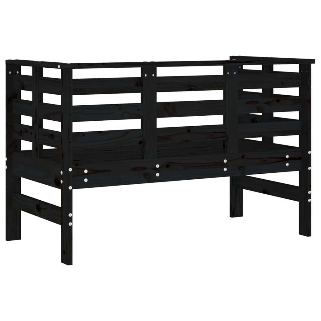 Garden Bench Black 111.5x53x71 cm Solid Wood Pine