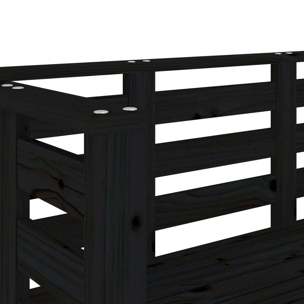 Garden Bench Black 111.5x53x71 cm Solid Wood Pine