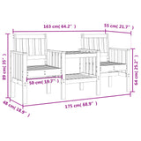 Garden Bench with Table 2-Seater Grey Solid Wood Pine