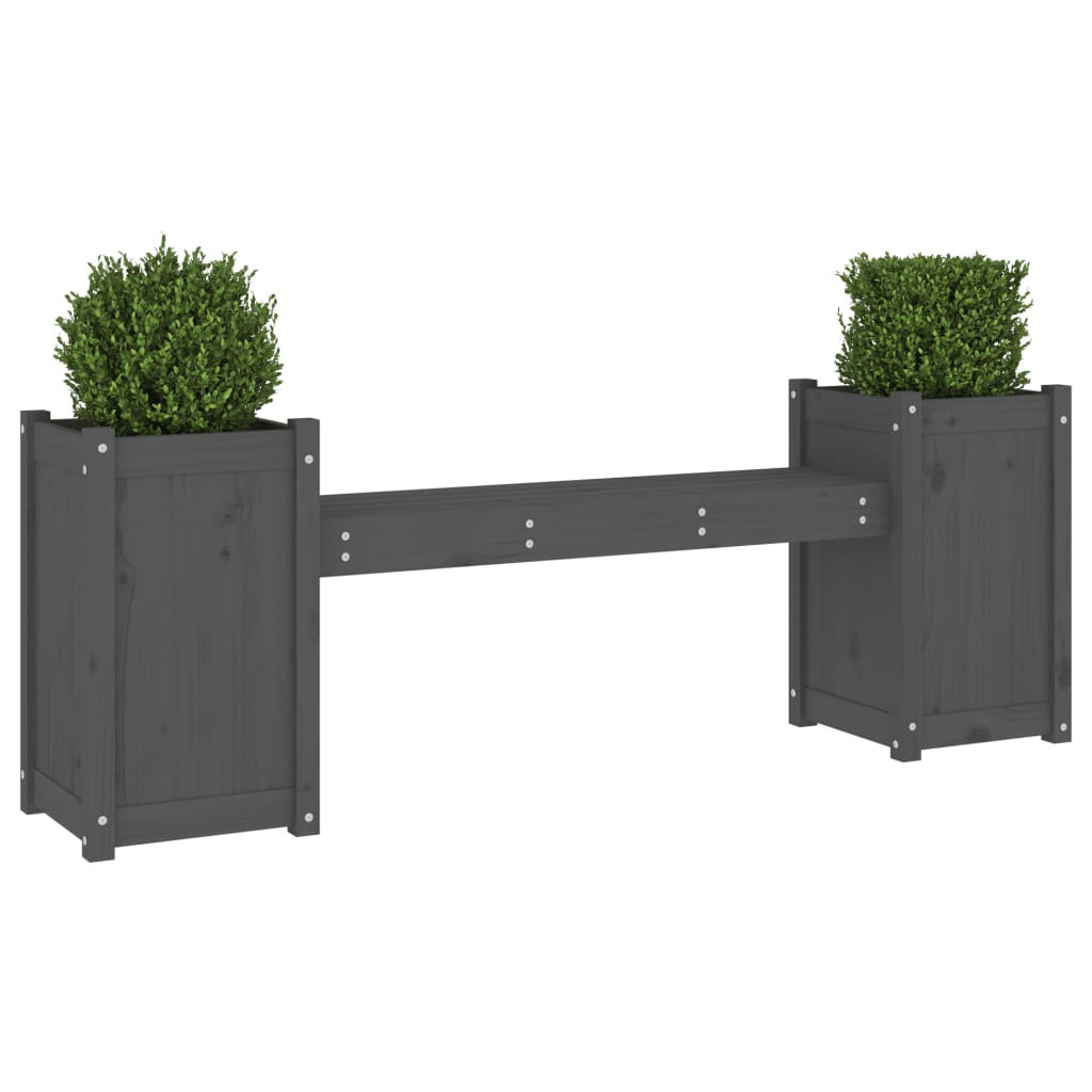 Planter Bench Grey 180x36x63 cm Solid Wood Pine