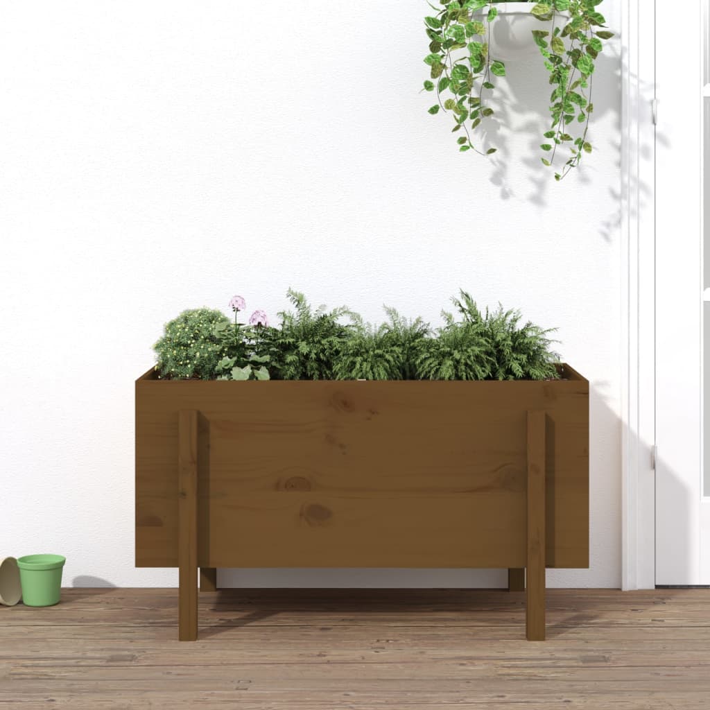 Garden Raised Bed Honey Brown 101x50x57 cm Solid Wood Pine