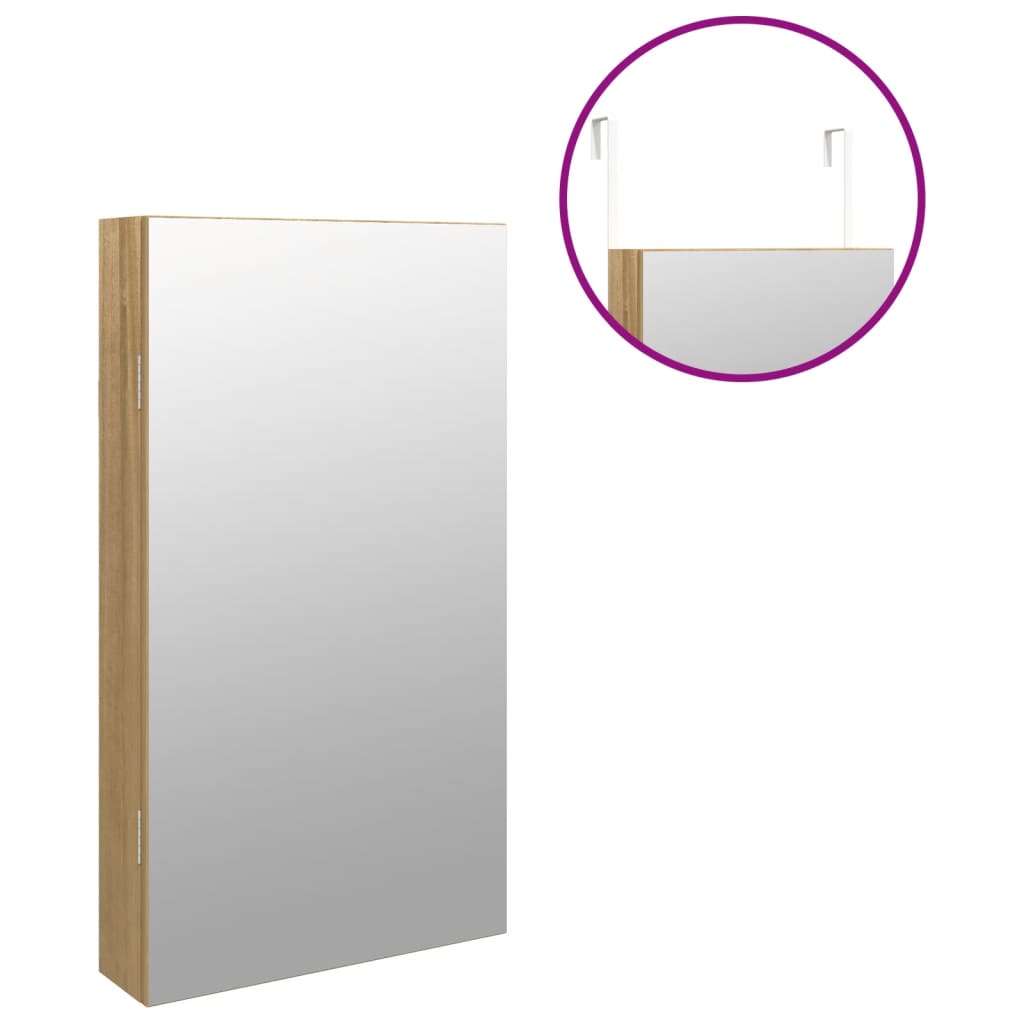 Mirror Jewellery Cabinet with LED Lights Wall Mounted