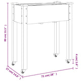 Wheeled Planter with Liner 71x37x80 cm Solid Wood Fir