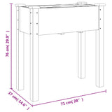 Wheeled Planter with Liner 71x37x80 cm Solid Wood Fir