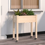 Wheeled Planter with Liner 71x37x80 cm Solid Wood Fir