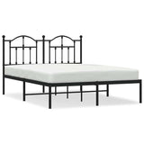 Metal Bed Frame without Mattress with Headboard Black 135x190cm