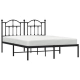 Metal Bed Frame without Mattress with Headboard Black 135x190cm