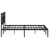 Metal Bed Frame without Mattress with Headboard Black 135x190cm