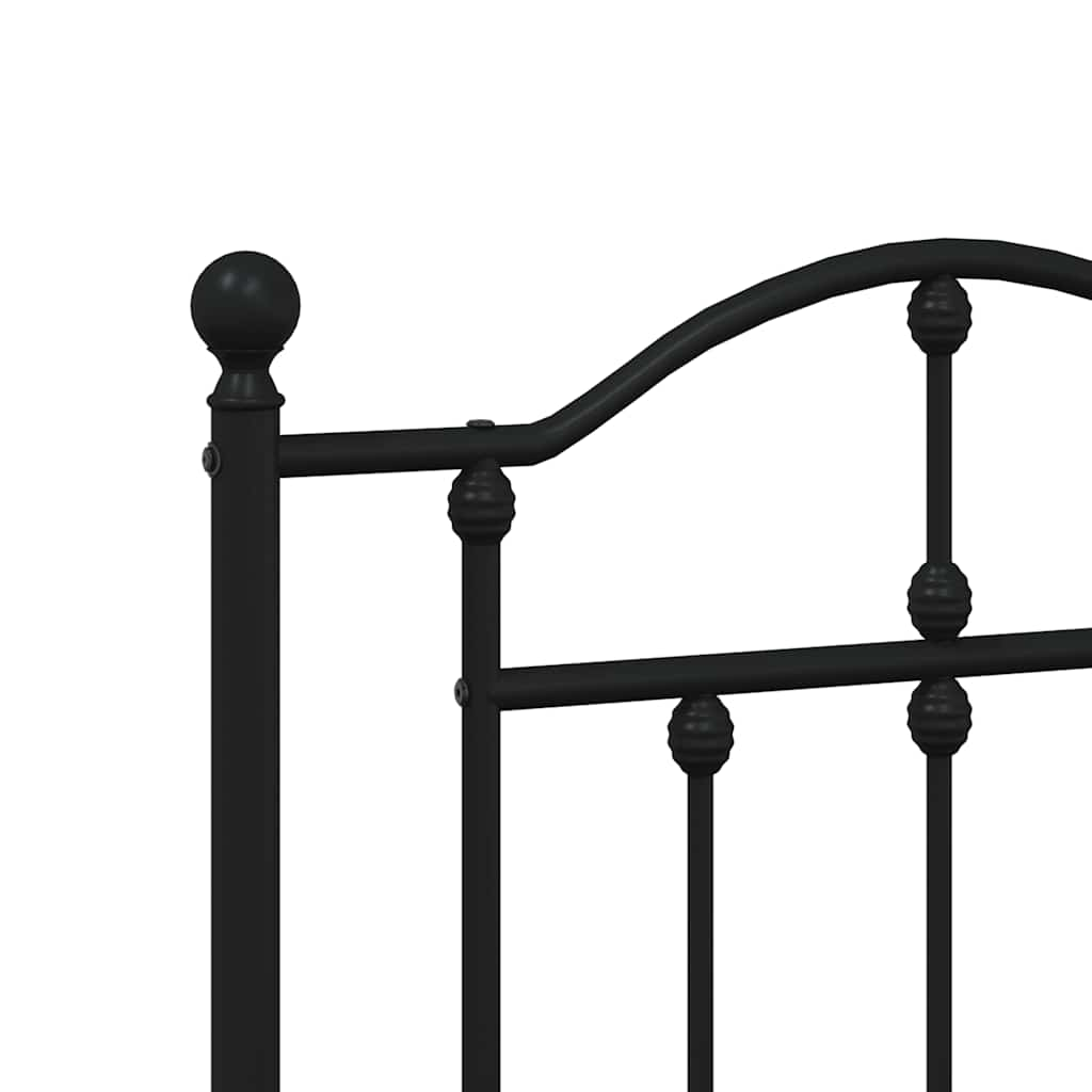 Metal Bed Frame without Mattress with Headboard Black 135x190cm