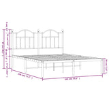 Metal Bed Frame without Mattress with Headboard Black 135x190cm