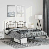 Metal Bed Frame without Mattress with Headboard Black 135x190cm