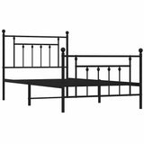 Metal Bed Frame without Mattress with Footboard Black 100x190cm