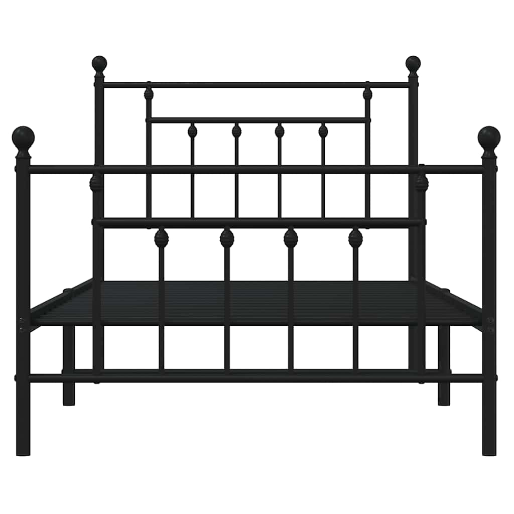 Metal Bed Frame without Mattress with Footboard Black 100x190cm