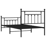 Metal Bed Frame without Mattress with Footboard Black 100x190cm