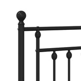 Metal Bed Frame without Mattress with Footboard Black 100x190cm