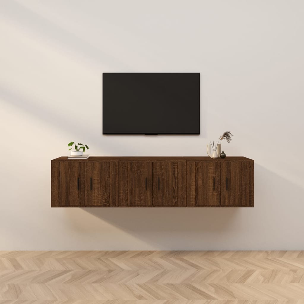 Wall-mounted TV Cabinets 3 pcs Brown Oak 57x34.5x40 cm