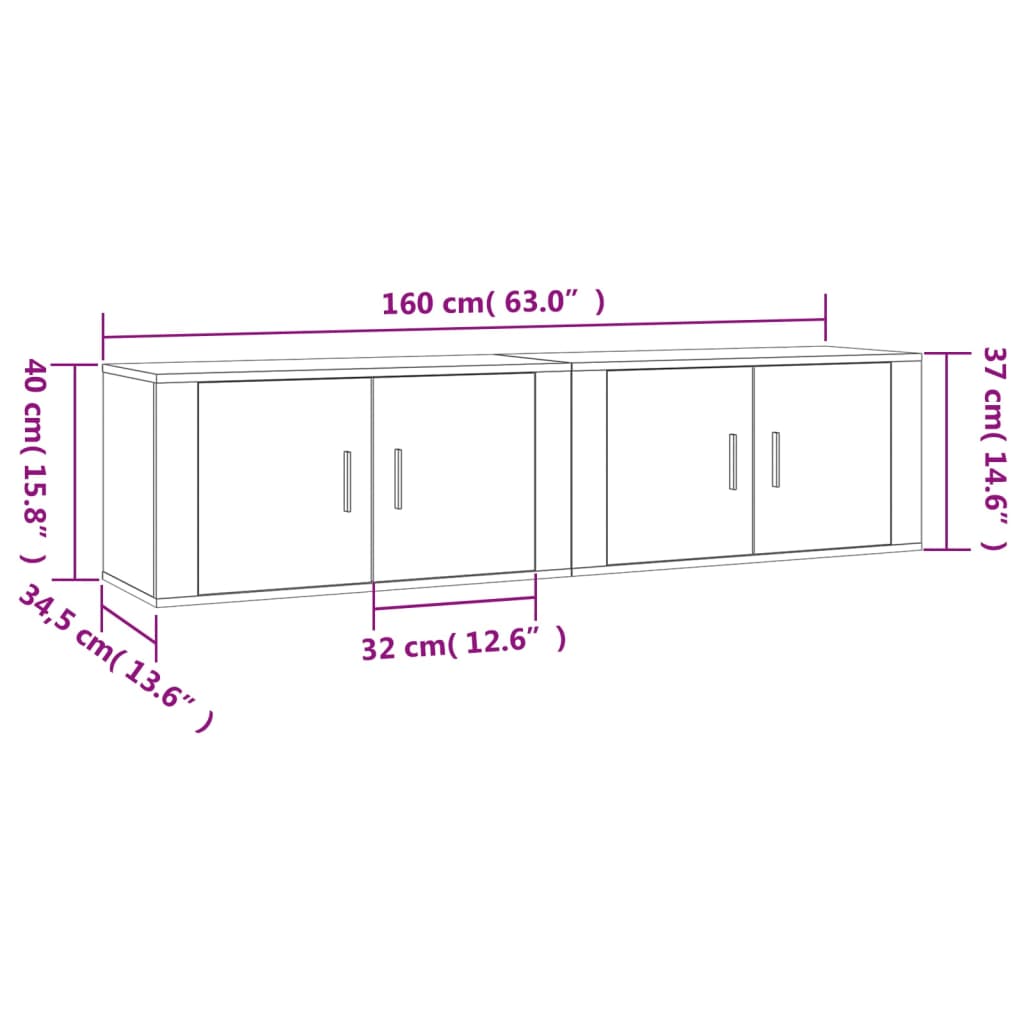 Wall-mounted TV Cabinets 2 pcs Grey Sonoma 80x34.5x40 cm