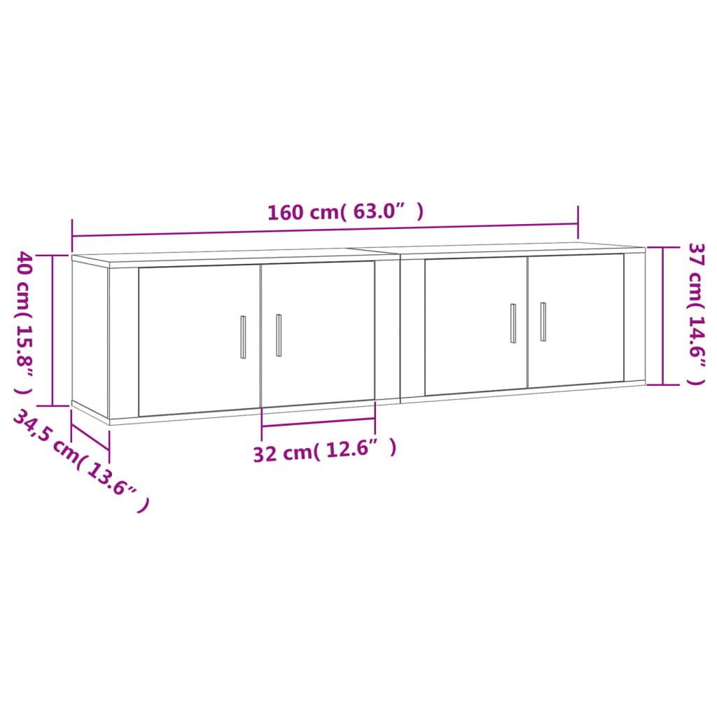 Wall-mounted TV Cabinets 2 pcs Brown Oak 80x34.5x40 cm