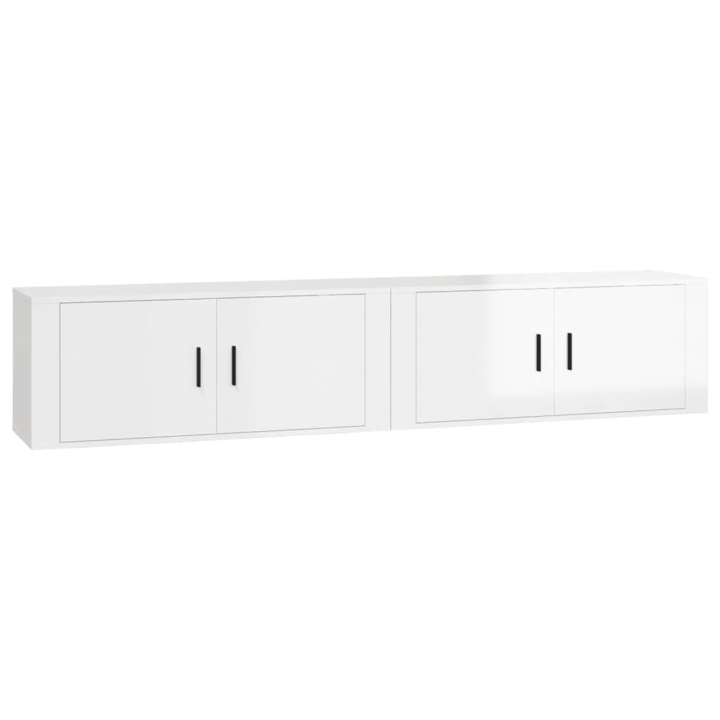 Wall-mounted TV Cabinets 2 pcs High Gloss White 100x34.5x40 cm