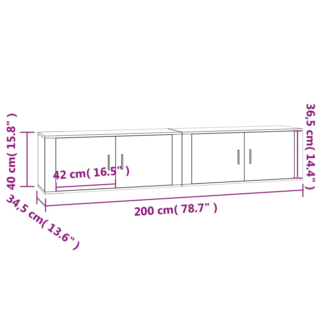 Wall-mounted TV Cabinets 2 pcs High Gloss White 100x34.5x40 cm